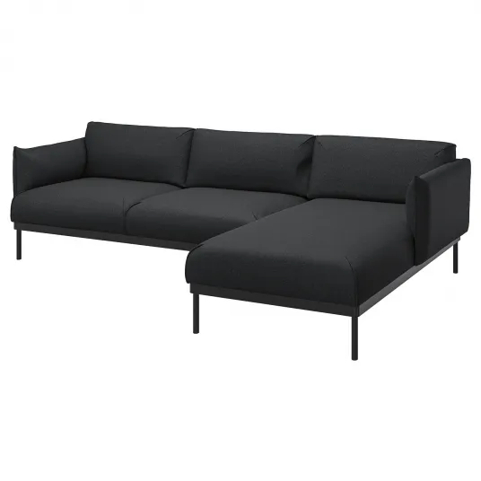 IKEA ÄPPLARYD Canapea 3 locuri cu sezlong, Gunnared negru/gri