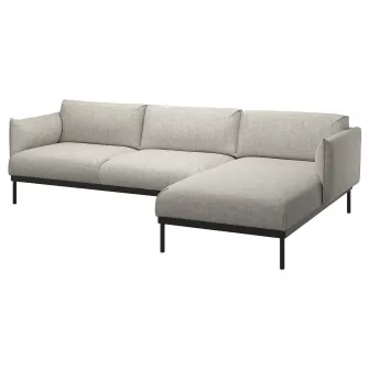 IKEA ÄPPLARYD Canapea 3 locuri cu sezlong, Lejde gri