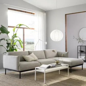 IKEA ÄPPLARYD Canapea 3 locuri cu sezlong, Lejde gri