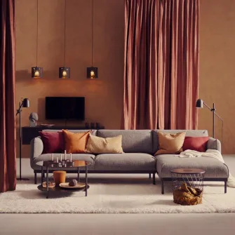 IKEA ÄPPLARYD Canapea 3 locuri cu sezlong, Lejde gri/negru