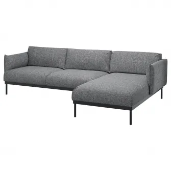 IKEA ÄPPLARYD Canapea 3 locuri cu sezlong, Lejde gri/negru