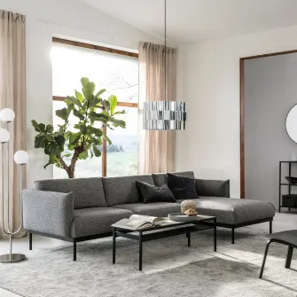 IKEA ÄPPLARYD Canapea 3 locuri cu sezlong, Lejde gri/negru