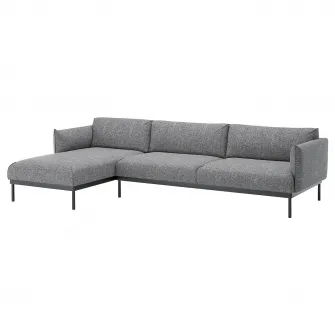 IKEA ÄPPLARYD Canapea 4 locuri cu sezlong, Lejde gri/negru