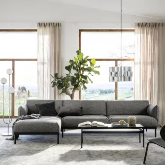 IKEA ÄPPLARYD Canapea 4 locuri cu sezlong, Lejde gri/negru