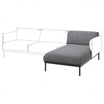 IKEA ÄPPLARYD Sectiune sezlong, Lejde gri/negru