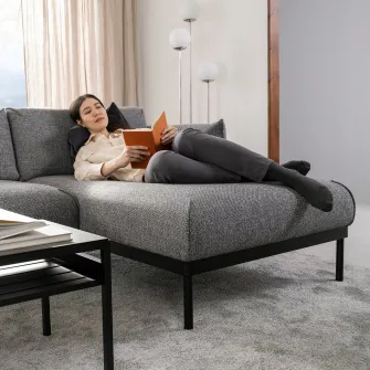 IKEA ÄPPLARYD Sectiune sezlong, Lejde gri/negru