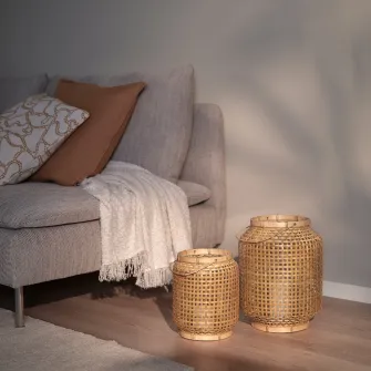 IKEA PÅVEFINK Felinar lumanare bloc, bambus, 25 cm