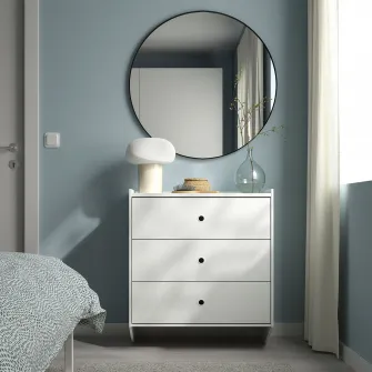 IKEA RACKNÄS Comoda 3 sertare, alb/suspendat, 69x78 cm