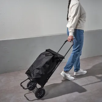 IKEA RADARBULLE Sacosa cumparaturi cu role, negru, 33x24x68 cm/38 l