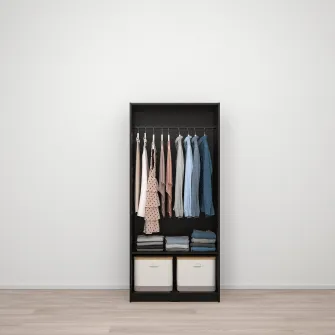 IKEA RAKKESTAD Dulap 2usi, negru-maro, 79x176 cm