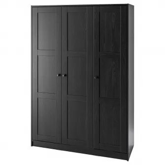 IKEA RAKKESTAD Dulap cu 3 usi, negru-maro, 117x176 cm