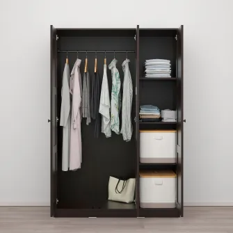 IKEA RAKKESTAD Dulap cu 3 usi, negru-maro, 117x176 cm