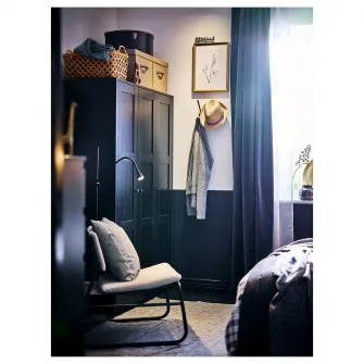 IKEA RAKKESTAD Dulap cu 3 usi, negru-maro, 117x176 cm