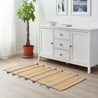IKEA RAKLEV Covor, tesatura plata, lucrat manual natur/multicolor, 70x160 cm