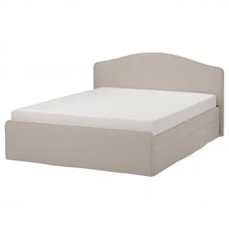 IKEA RAMNEFJÄLL Cadru pat tapitat, Kilanda bej deschis, 140x200 cm
