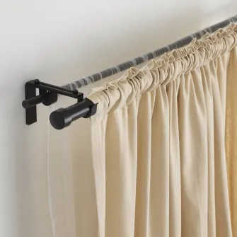 IKEA RÄCKA / HUGAD Combinatie bagheta dubla perdea, negru, 210-385 cm