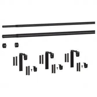 IKEA RÄCKA / HUGAD Combinatie bagheta dubla perdea, negru, 210-385 cm