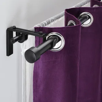 IKEA RÄCKA / HUGAD Combinatie bagheta dubla perdea, negru, 210-385 cm