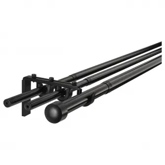 IKEA RÄCKA / HUGAD Combinatie bagheta tripla perdea, negru, 210-385 cm