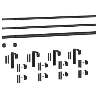 IKEA RÄCKA / HUGAD Combinatie bagheta tripla perdea, negru, 210-385 cm