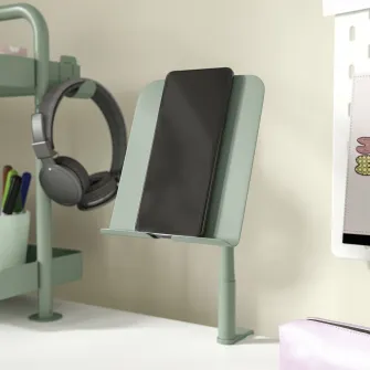 IKEA RELATERA Suport telefon/tableta, cu clema/gri-verde deschis