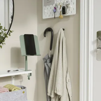 IKEA RELATERA Suport telefon/tableta, cu clema/gri-verde deschis