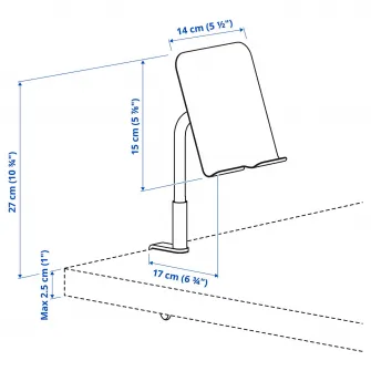 IKEA RELATERA Suport telefon/tableta, cu clema/gri-verde deschis