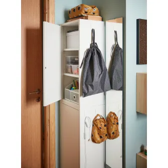 IKEA RENSARE Sacosa, carouri/negru, 30x40 cm/8 l