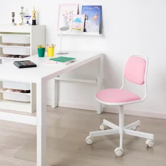IKEA ÖRFJÄLL Scaun birou copii, alb/Vissle roz