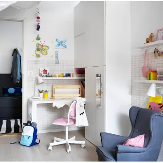 IKEA ÖRFJÄLL Scaun birou copii, alb/Vissle roz