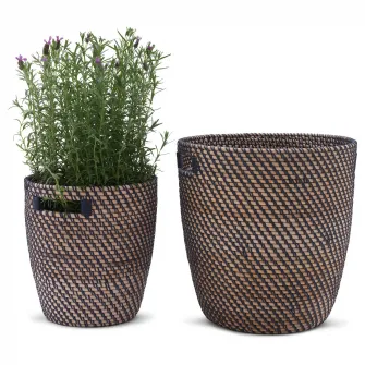 IKEA RÅGKORN Ghiveci, interior/exterior gri inchis/bej, 24 cm
