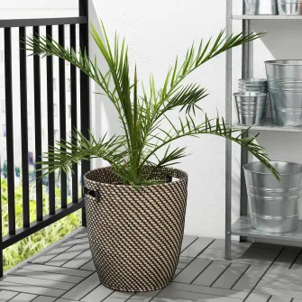IKEA RÅGKORN Ghiveci, interior/exterior gri inchis/bej, 32 cm
