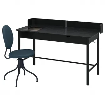 IKEA RIDSPÖ / BJÖRKBERGET Birou si scaun, antracit/albastru