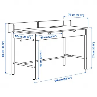 IKEA RIDSPÖ / BJÖRKBERGET Birou si scaun, antracit/albastru