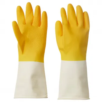 IKEA RINNIG Manusi menaj, galben neon/alb murdar, M