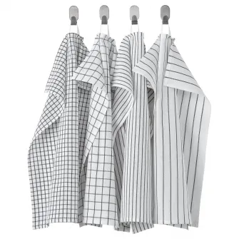 IKEA RINNIG Servet masa, alb/gri inchis/cu model, 45x60 cm