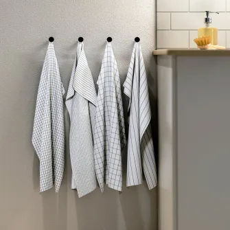 IKEA RINNIG Servet masa, alb/gri inchis/cu model, 45x60 cm