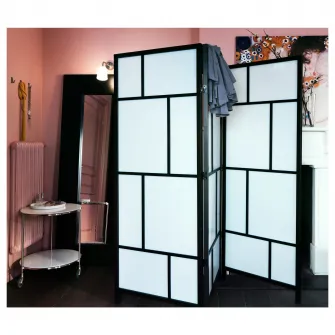 IKEA RISÖR Paravan, alb/negru, 216x185 cm