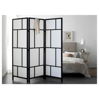 IKEA RISÖR Paravan, alb/negru, 216x185 cm
