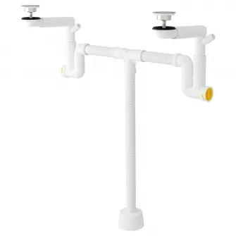 IKEA RÄNNILEN Sifon cu tub flexibil, 2 cuve