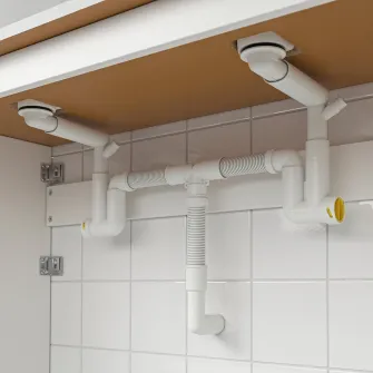 IKEA RÄNNILEN Sifon cu tub flexibil, 2 cuve