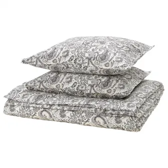 IKEA RODGERSIA Husa pilota+2 fete perna, gri/alb, 200x200/50x60 cm