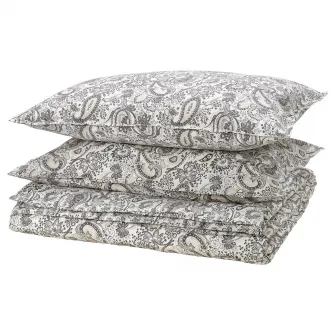IKEA RODGERSIA Husa pilota+2 fete perna, gri/alb, 240x220/50x80 cm
