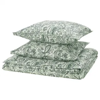 IKEA RODGERSIA Husa pilota+2 fete perna, verde/alb, 200x200/50x60 cm