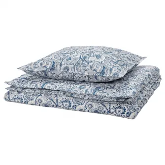 IKEA RODGERSIA Husa pilota+fata perna, albastru/alb, 150x200/50x60 cm