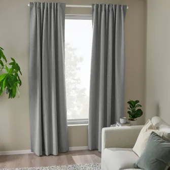 IKEA ROSENMANDEL Draperii opace, 2buc., gri/rjns, 135x300 cm