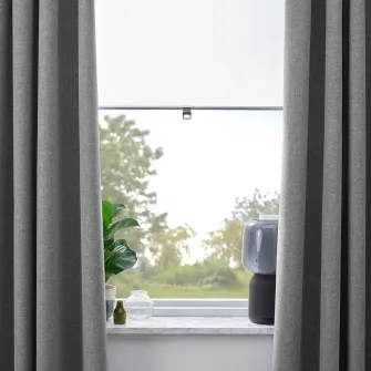 IKEA ROSENMANDEL Draperii opace, 2buc., gri/rjns, 135x300 cm