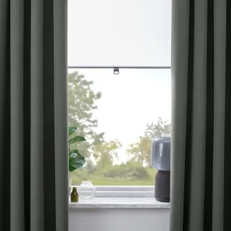 IKEA ROSENMANDEL Draperii opace, 2buc., verde inchis/rjns, 135x300 cm