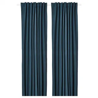 IKEA ROSENMANDEL Draperii semiopace, 2buc, albastru inchis/rjns, 135x300 cm