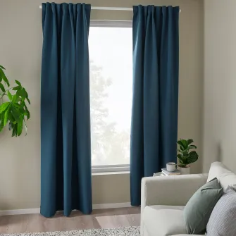 IKEA ROSENMANDEL Draperii semiopace, 2buc, albastru inchis/rjns, 135x300 cm